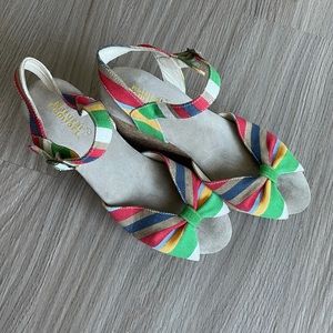Natural Comfort striped wedge sandals, suede lined